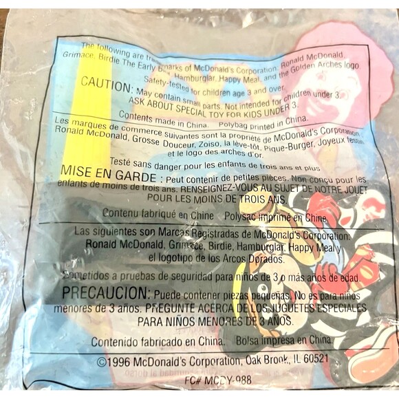 McDonalds Happy Meal Toy Hamburglar 1996 Vintage Noise Maker - Picture 7 of 9